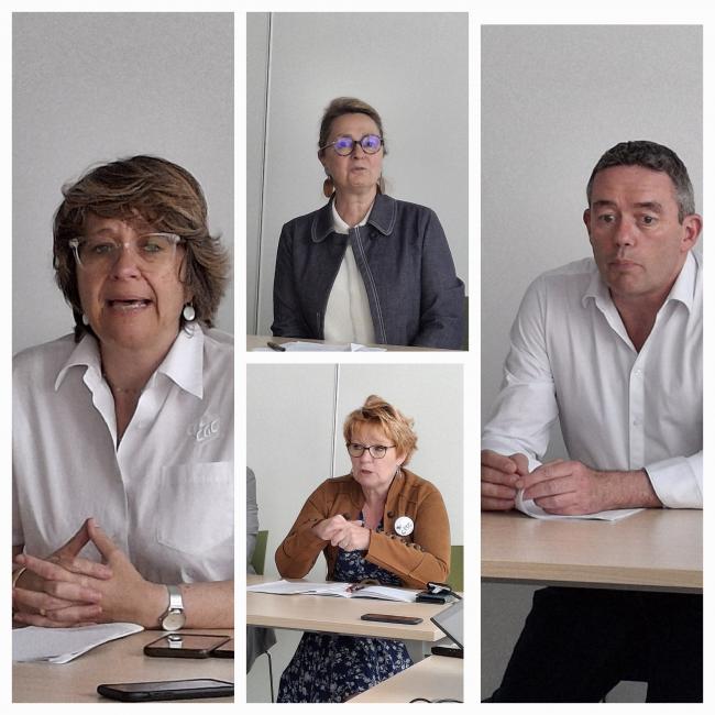 De gauche à droite, Christelle Thieffinne (CFE-CGC), Diane Milleron-Deperrois (Medef), Pascale Coton (CFTC) et Yvan Ricordeau (CFDT)